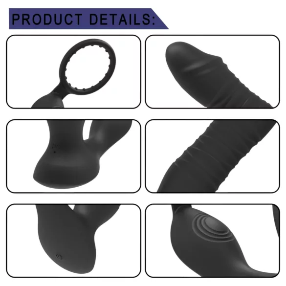 Men’s Play - Vibrateur anal à piston contrôlé par application (noir)