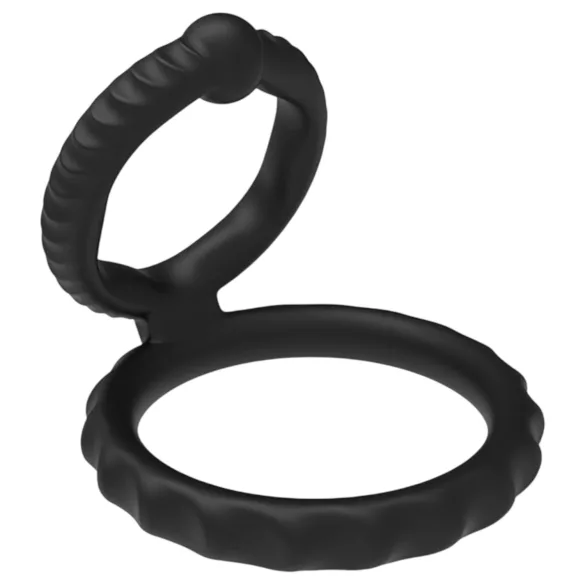 Men's Play - anneau pénis et testicules - silicone noir