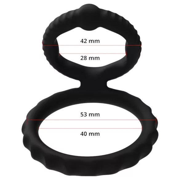 Men's Play - anneau pénis et testicules - silicone noir