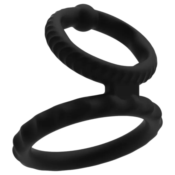 Men's Play - anneau pénis et testicules - silicone noir