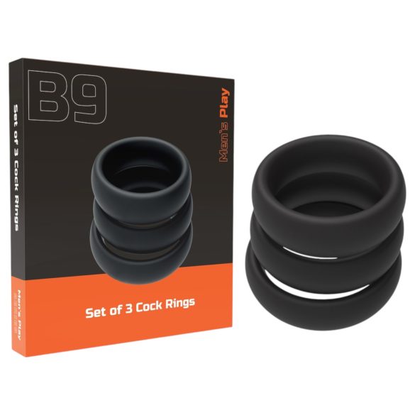 Men's Play - ensemble de larges anneaux pénis noirs pour homme (x3)