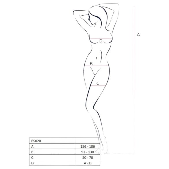 Passion BS020 - combinaison ouverte décorée - noir - S-L