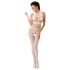 Passion BS048 - Combinaison résille ouverte avec tour de cou (blanc) - S-L