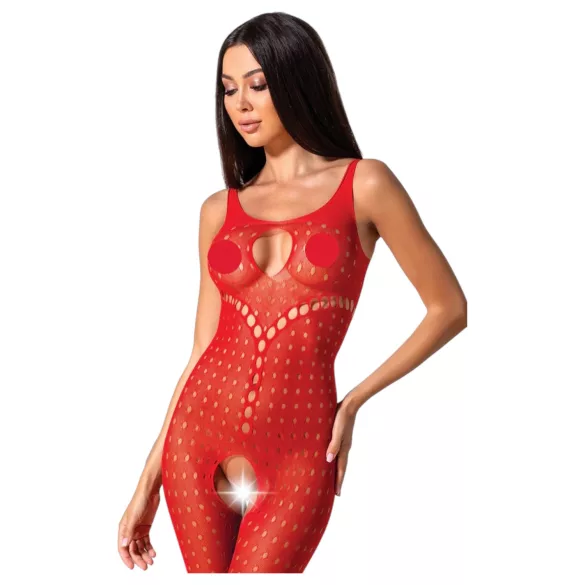 Passion BS078 - combinaison rouge à pois, ouverte (Taille S-L)