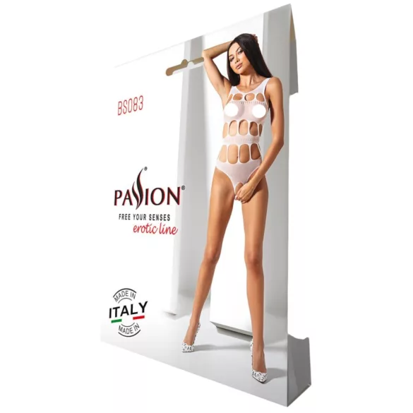 Passion BS083 - body blanc ajouré et ouvert (S-L)