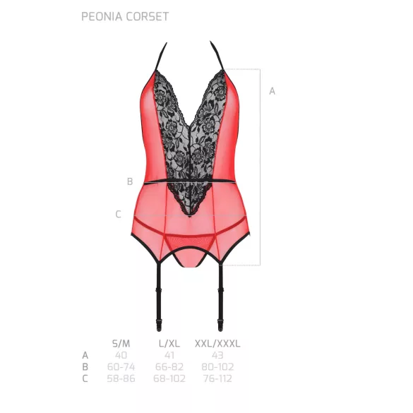 Passion Peonia - haut et string (rouge)