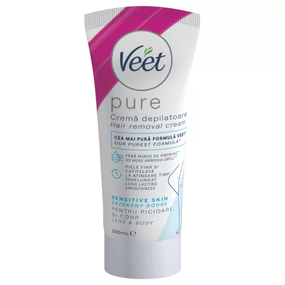 Veet Pure - crème dépilatoire pour les jambes et le corps - peaux sensibles (200 ml)