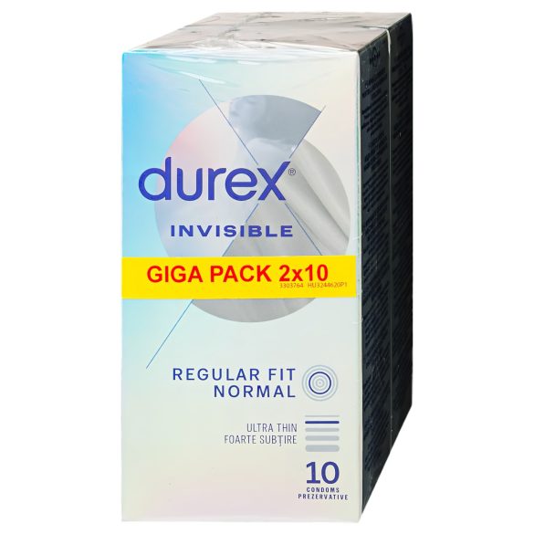 Durex Invisible Regular Fit - Préservatifs Fins (2x10 unités)