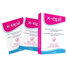  X-Epil - Lingettes Huileuses Après-Épilation (4 pcs) - Aloe Vera