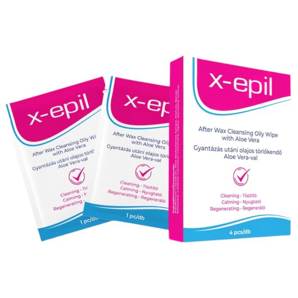 X-Epil - Lingettes Huileuses Après-Épilation (4 pcs) - Aloe Vera
