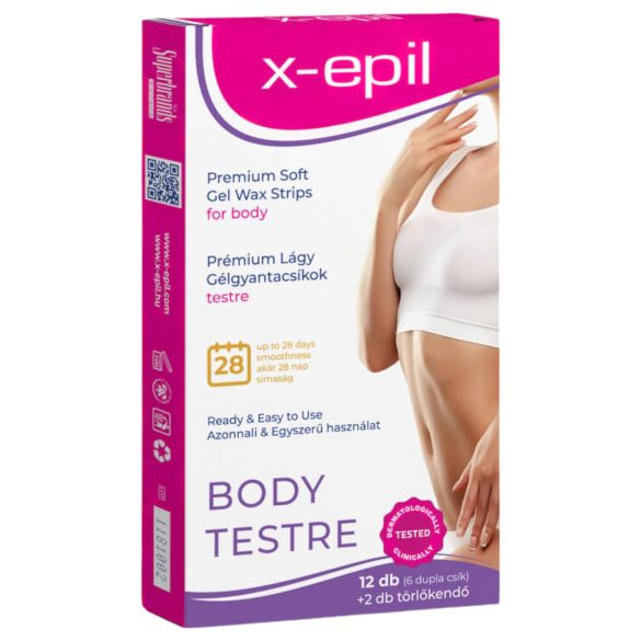 X-Epil - Bandes de cire en gel prêtes à l'emploi (12 pièces) - corps