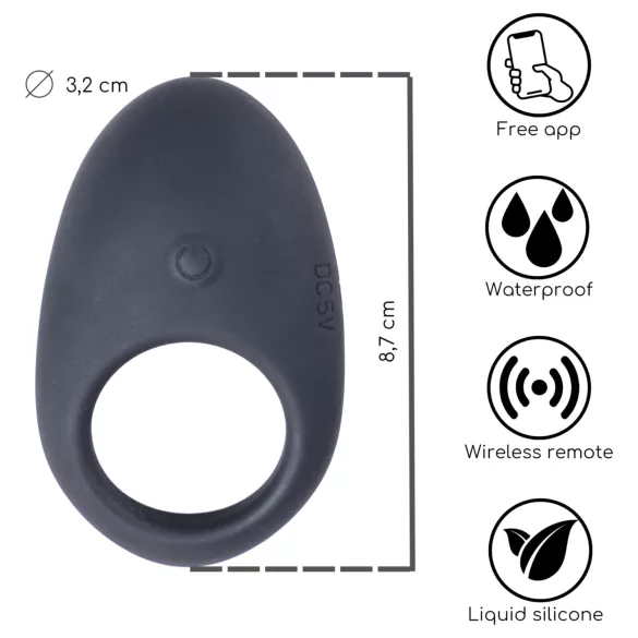Desirel Halo - Anneau pénien vibrant contrôlé par application, pour hommes (noir)