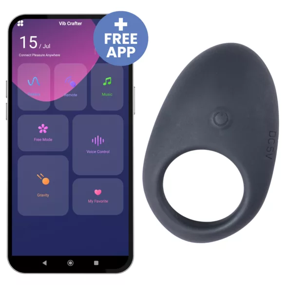 Desirel Halo - Anneau pénien vibrant contrôlé par application, pour hommes (noir)