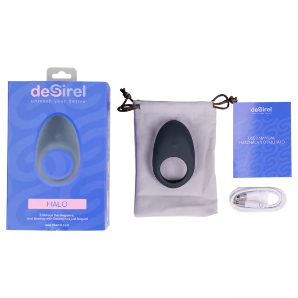 Desirel Halo - Anneau pénien vibrant contrôlé par application, pour hommes (noir)