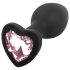 Sunfo - Plug anal en silicone avec bijou en forme de cœur (noir-rose)