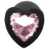 Sunfo - Plug anal en silicone avec bijou en forme de cœur (noir-rose)