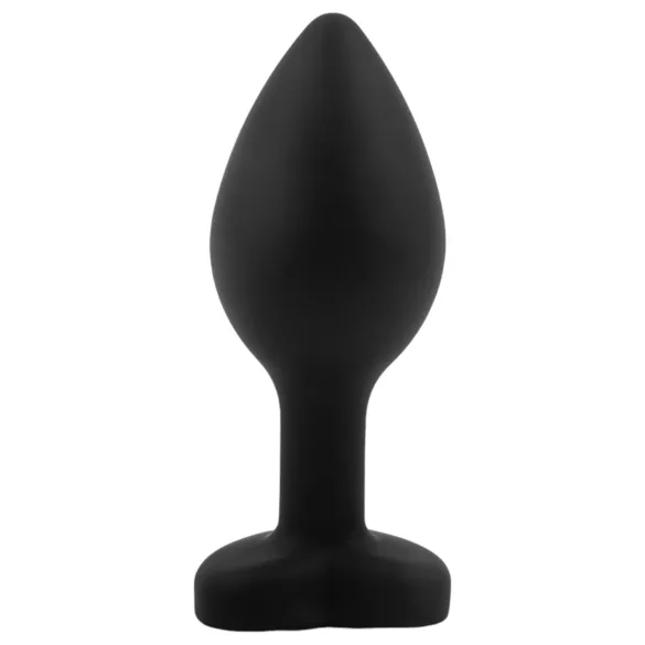 Sunfo - plug anal silicone avec bijou cœur noir-rose