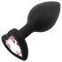 Sunfo - Plug anal en silicone avec bijou en forme de cœur (noir-rose)