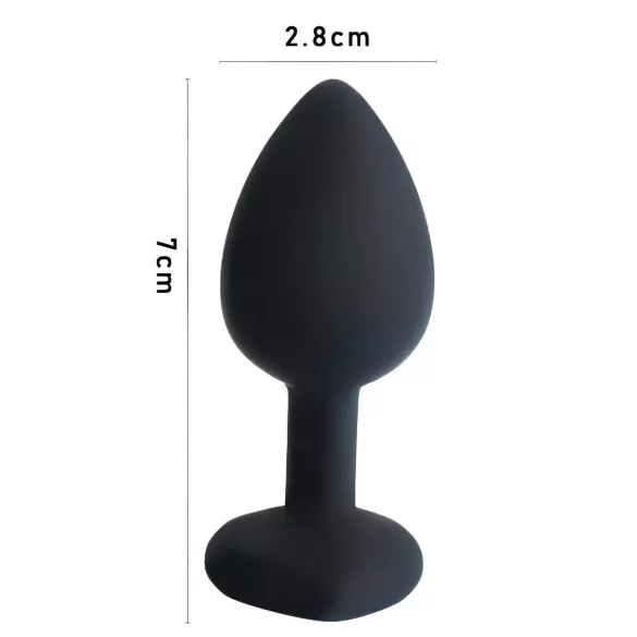 Sunfo - plug anal silicone avec bijou cœur noir-rose