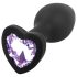 Sunfo - Plug anal en silicone avec bijou en cœur (noir-violet)