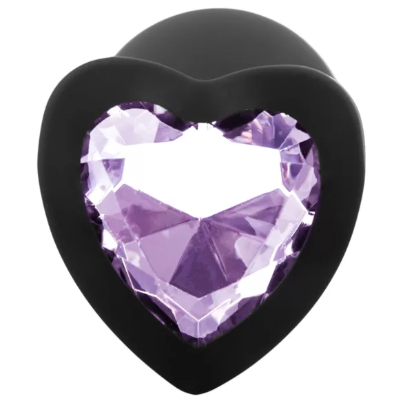 Sunfo - plug anal en silicone avec bijou cœur - noir et violet