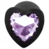 Sunfo - plug anal en silicone avec bijou cœur - noir et violet