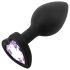Sunfo - Plug anal en silicone avec bijou en cœur (noir-violet)