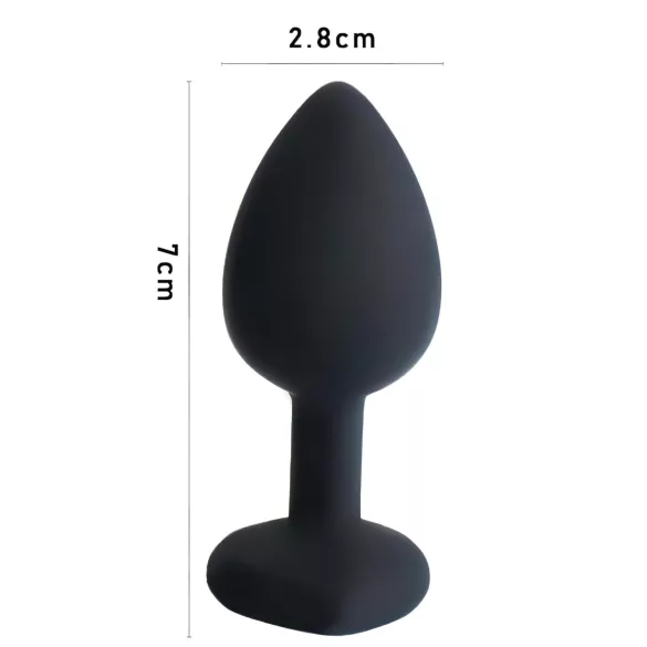Sunfo - plug anal en silicone avec bijou cœur - noir et violet