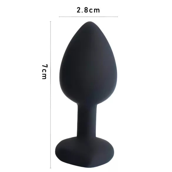 Sunfo - plug anal en silicone - bijou cœur pierre bleue - noir