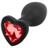 Sunfo - Plug anal en silicone avec pierre rouge en forme de cœur (noir)