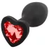 Sunfo - plug anal en silicone - bijou cœur pierre rouge - noir