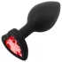Sunfo - plug anal en silicone - bijou cœur pierre rouge - noir