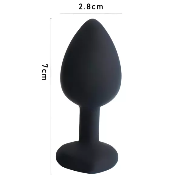 Sunfo - plug anal en silicone - bijou cœur pierre rouge - noir