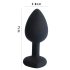 Sunfo - Plug anal en silicone avec pierre rouge en forme de cœur (noir)