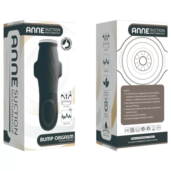Lonely Anne - masturbateur vibrant et suçant rechargeable - noir