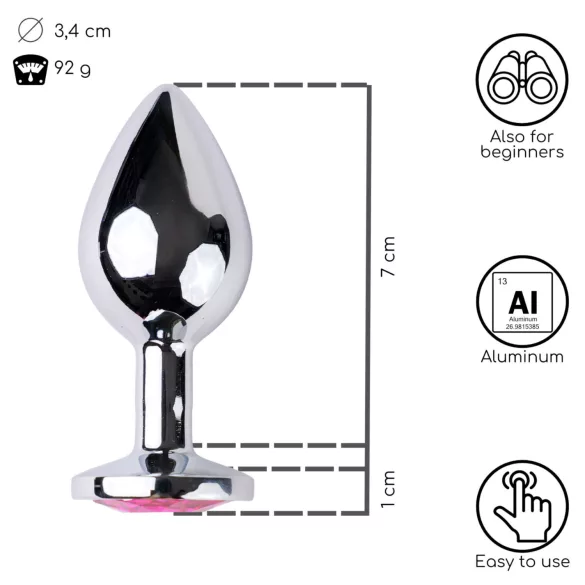 Desirel - plug anal bijou rose - métal argenté/rose - taille M