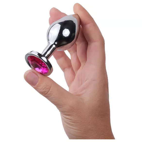 Desirel - plug anal bijou rose - métal argenté/rose - taille M