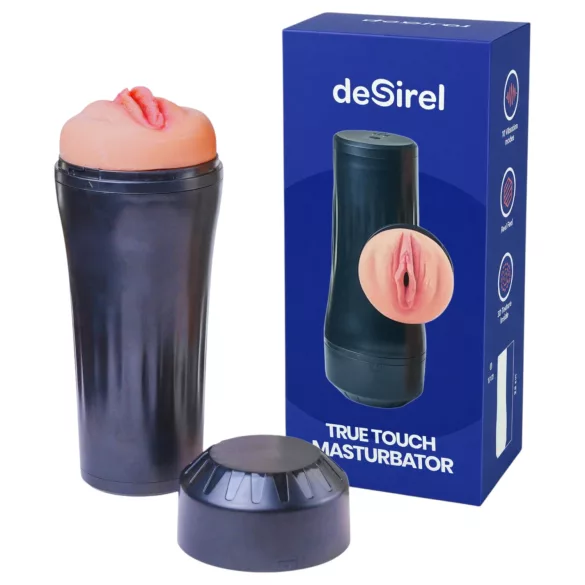 Desirel True Touch - vagin réaliste vibrant - couleur chair et noir