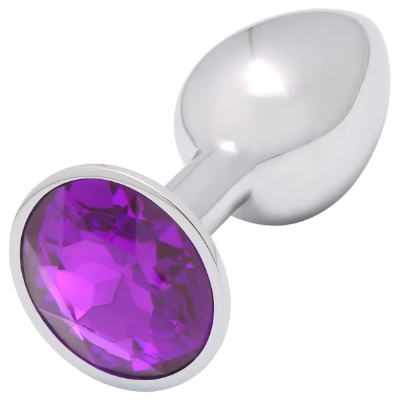 Sunfo - Plug anal en métal avec pierre violette foncée (argent)