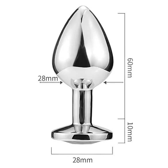 Sunfo - plug anal en métal avec bijou en forme de cœur rouge (argent)