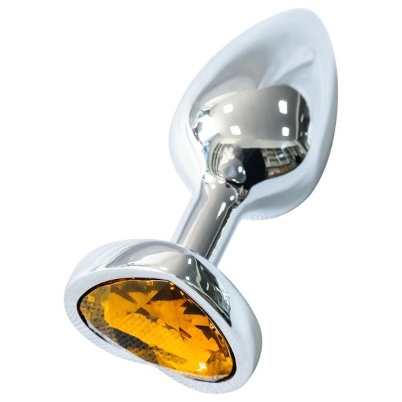 Sunfo - plug anal en métal cœur de pierre dorée (argenté)