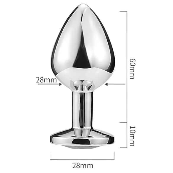 Sunfo - plug anal en métal - bijou cœur orné pierre dorée - argent