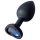 Sunfo - Plug anal en silicone avec pierre bleue foncée en forme de cœur (noir)