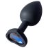 Sunfo - Plug anal en silicone avec pierre bleue foncée en forme de cœur (noir)