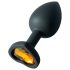Sunfo - Plug anal en silicone avec pierre dorée en forme de cœur (noir)