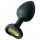 Sunfo - plug anal en silicone avec pierre verte en forme de cœur (noir)