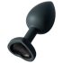 Sunfo - Plug Anal en Silicone avec Pierre Noire en Forme de Cœur (Noir)