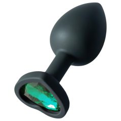 Sunfo - Plug anal silicone cœur pierre verte (noir)