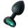 Sunfo - Plug anal en silicone avec pierre verte foncée en forme de cœur (noir)