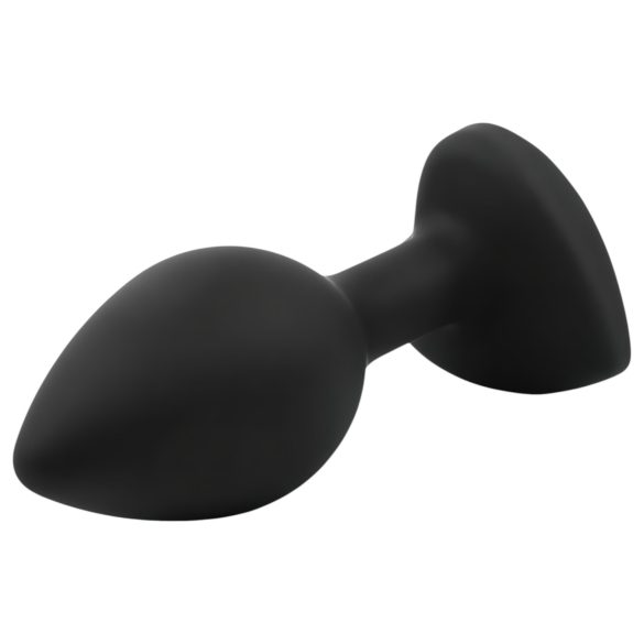 Sunfo - plug anal en silicone - pierre cœur vert foncé - noir